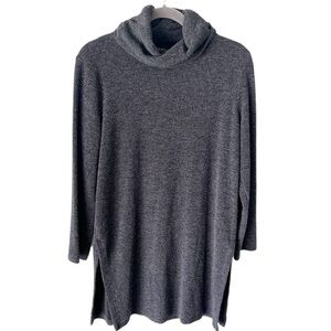 Clara Sun Woo Sweater Women's Medium Gray Thermal Waffle Knit Turtleneck Neutral